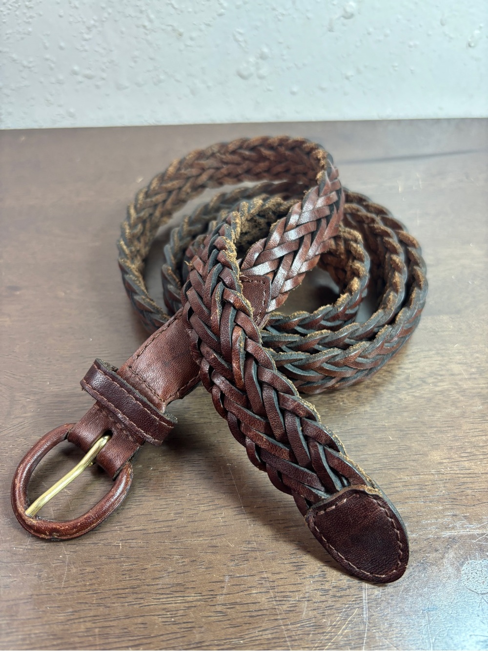 Braided Leather Men’s Belt - Brown